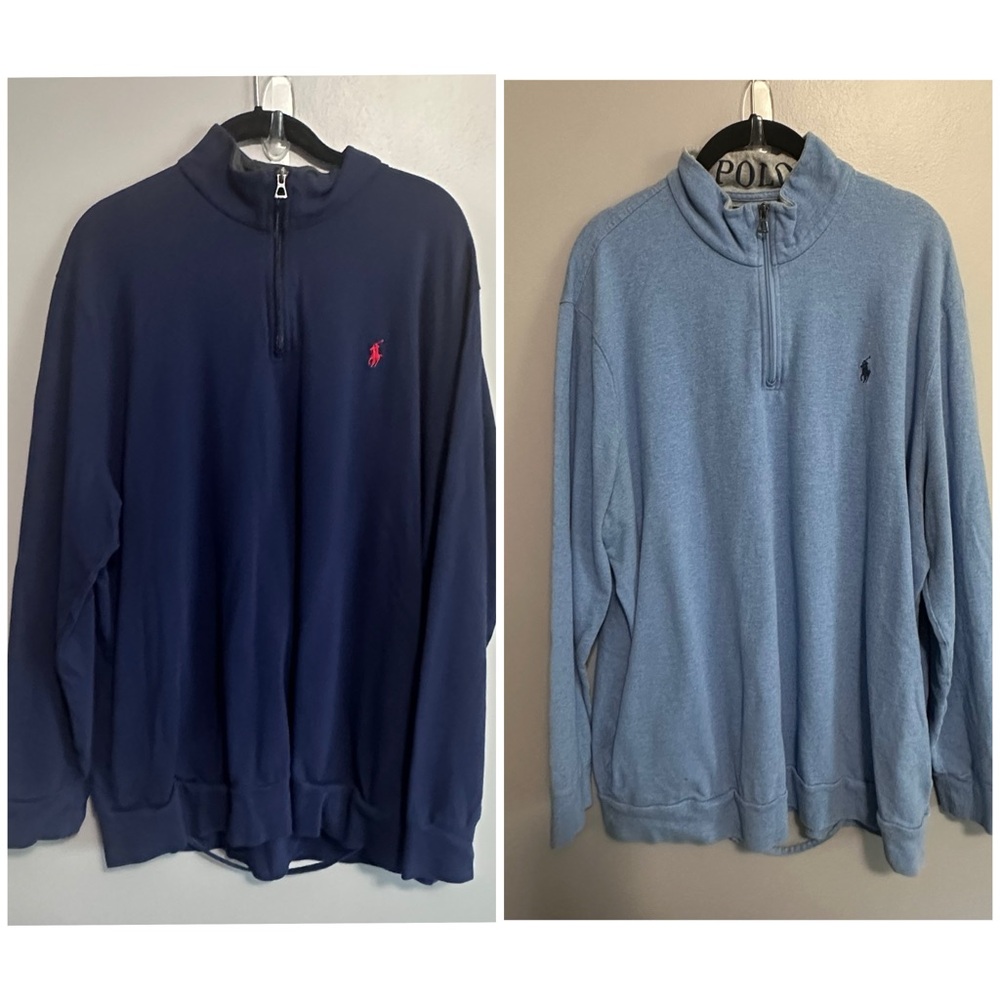 Polo Ralph Lauren Mens Blue 2XL 1/4 Pullover Sweatshirt Sweater  Lot of 2